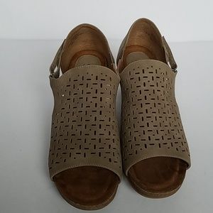 Suede Open Toe Wedges by Softt